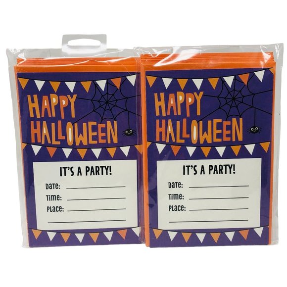 Hallmark Happy Halloween It's a Party Single Panel Invitations with Envelopes 10 - Picture 1 of 2